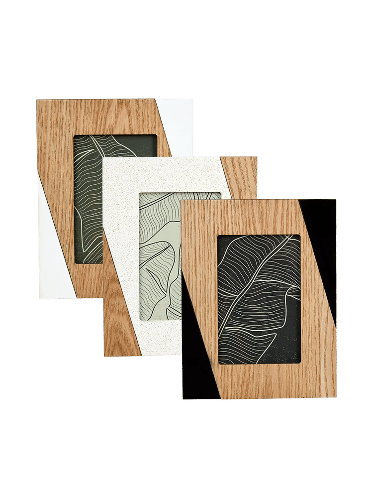Geometric Wood Effect Photo Frame (Colour/Design May Vary)