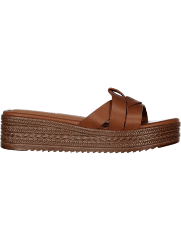 Tan Braided Strap Platform Sandals