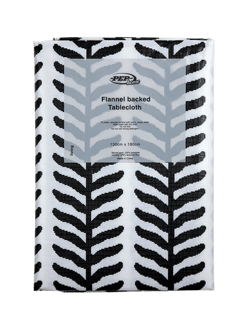 Monochrome Leaf Print Flannel Tablecloth