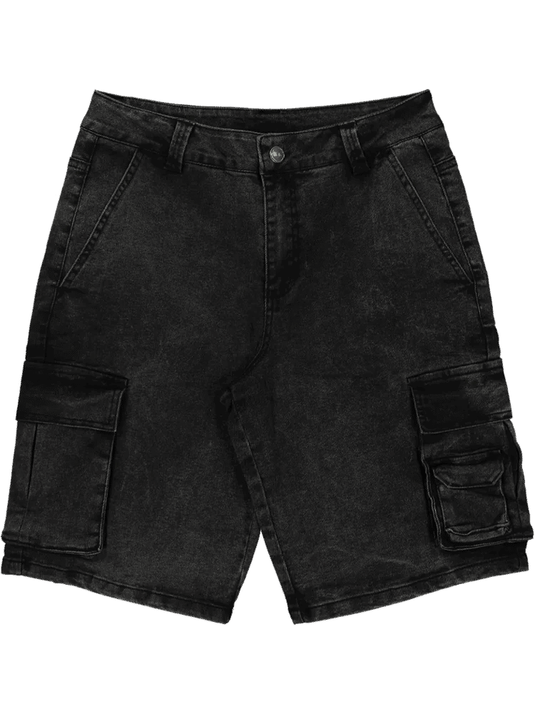 Black Denim Cargo Shorts