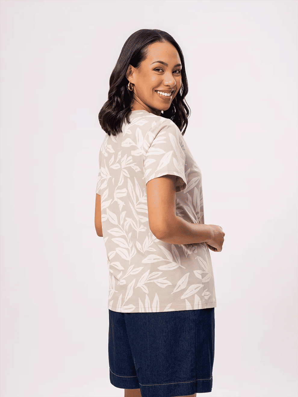 Leaf Print Cotton T-Shirt (2)