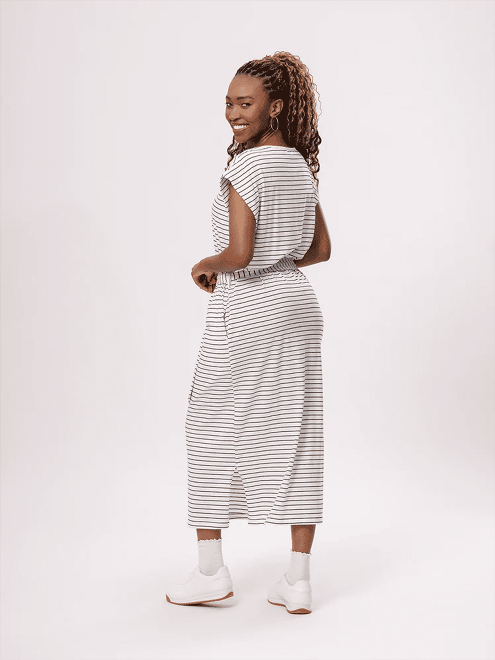 Striped Poplin Midi Dress (2)