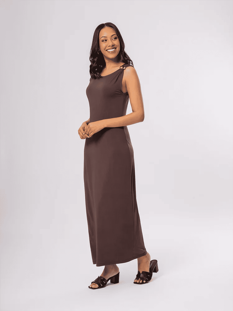 Sleeveless Brown Bodycon Maxi Dress
