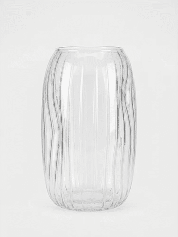 Clear Ribbed Glass Vase 25cm