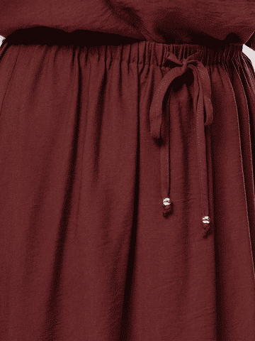 Maroon Drawstring Midi Skirt