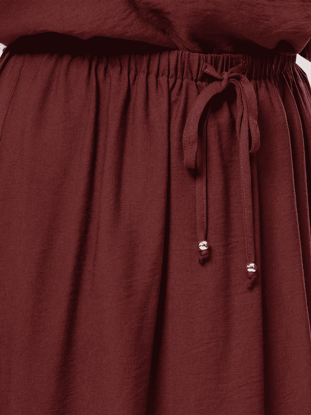 Maroon Drawstring Midi Skirt (1)