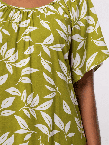 Leaf Print Elasticated Neck Dress