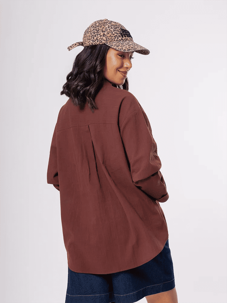 Long Sleeve V-Neck Button-Up Shirt (2)