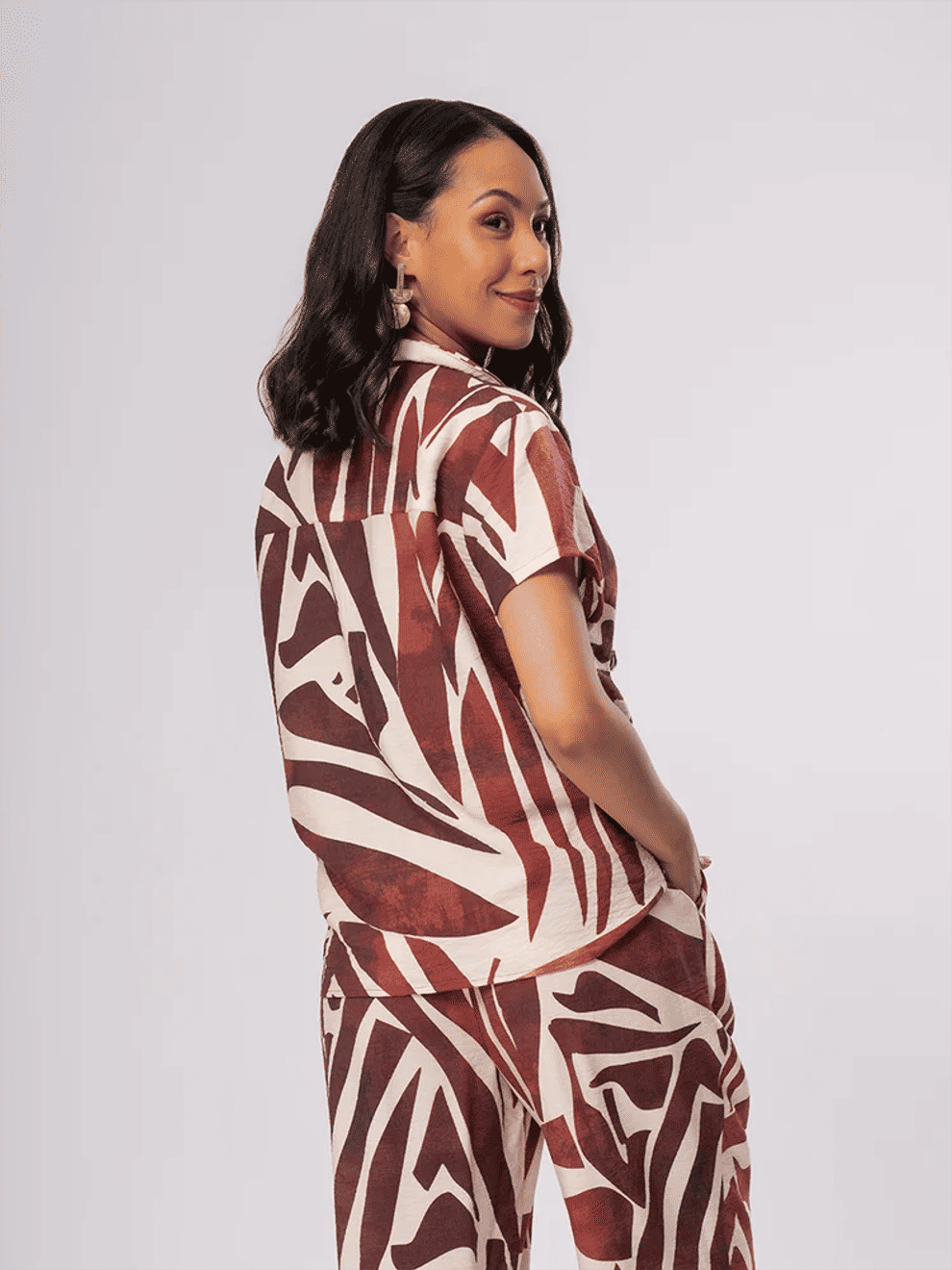 Abstract Print Button Down Shirt (2)