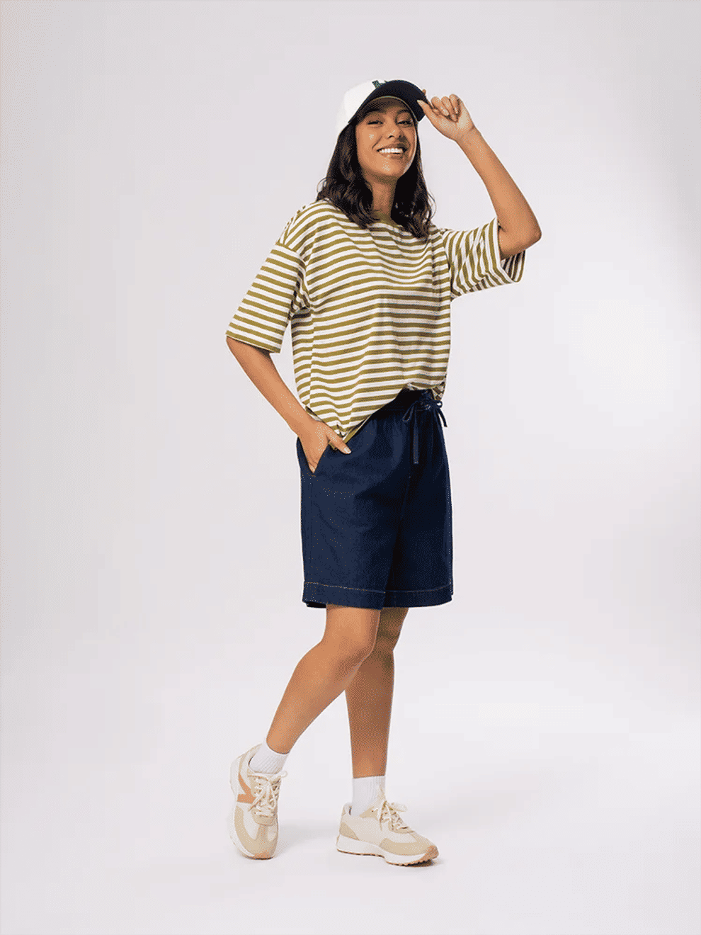 Olive And White Striped Tee (3)
