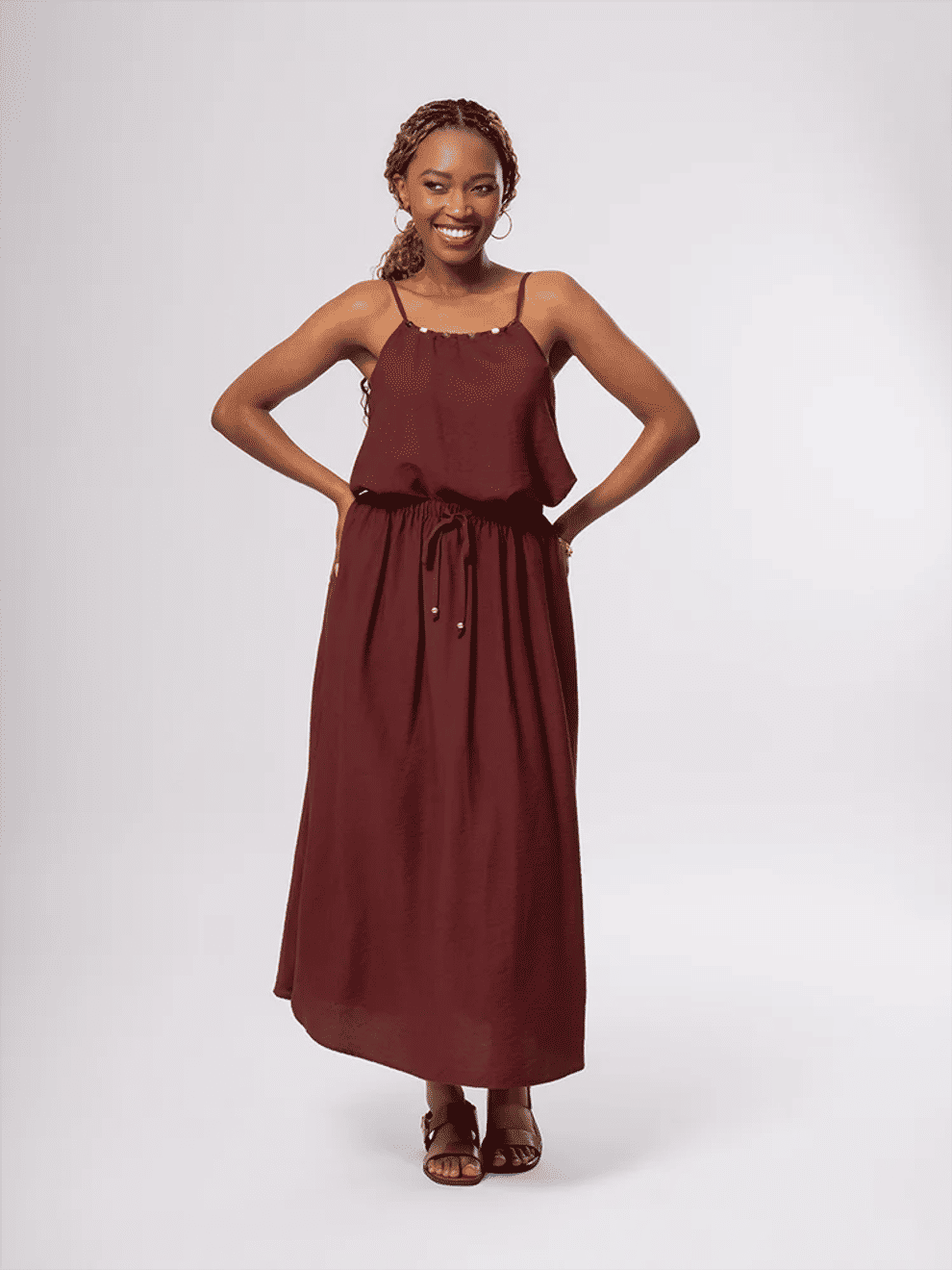 Solid Maroon Spaghetti Strap Vest (3)
