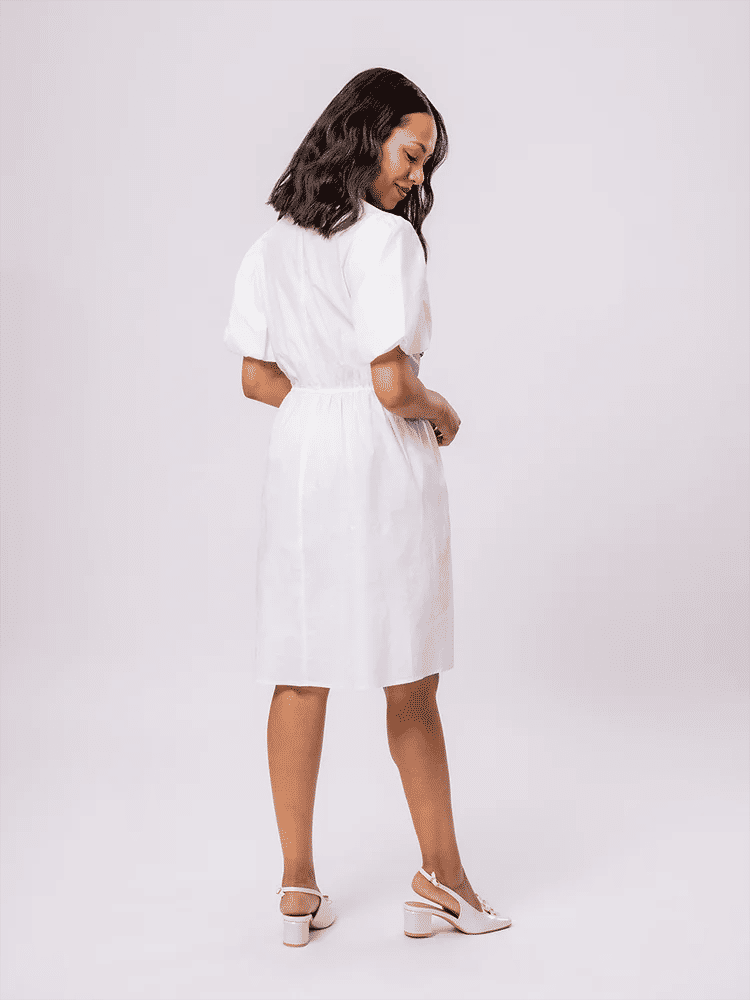 White Puff Sleeve Midi Dress (2)