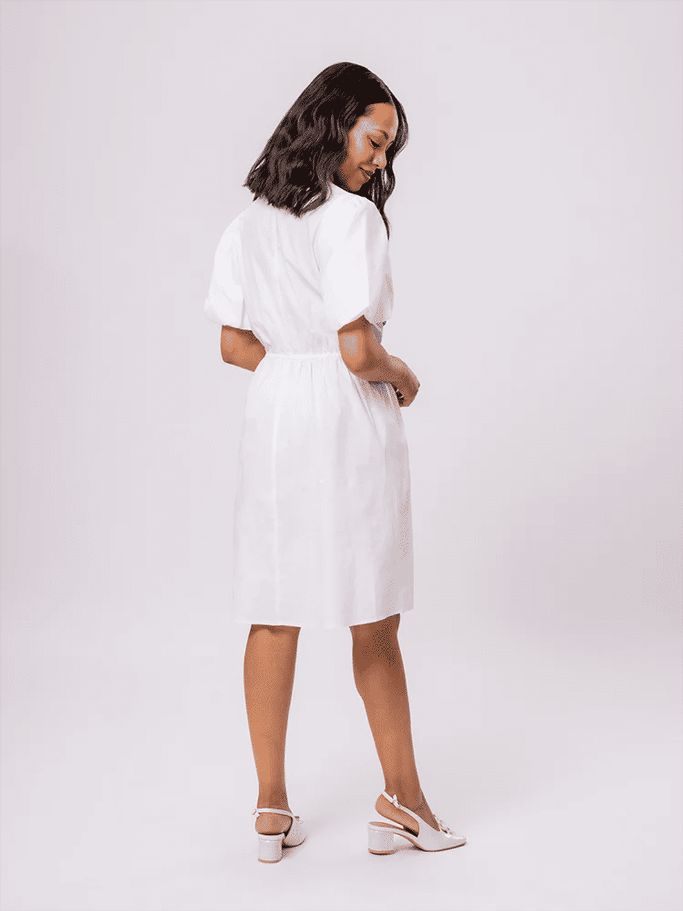White Puff Sleeve Midi Dress (2)