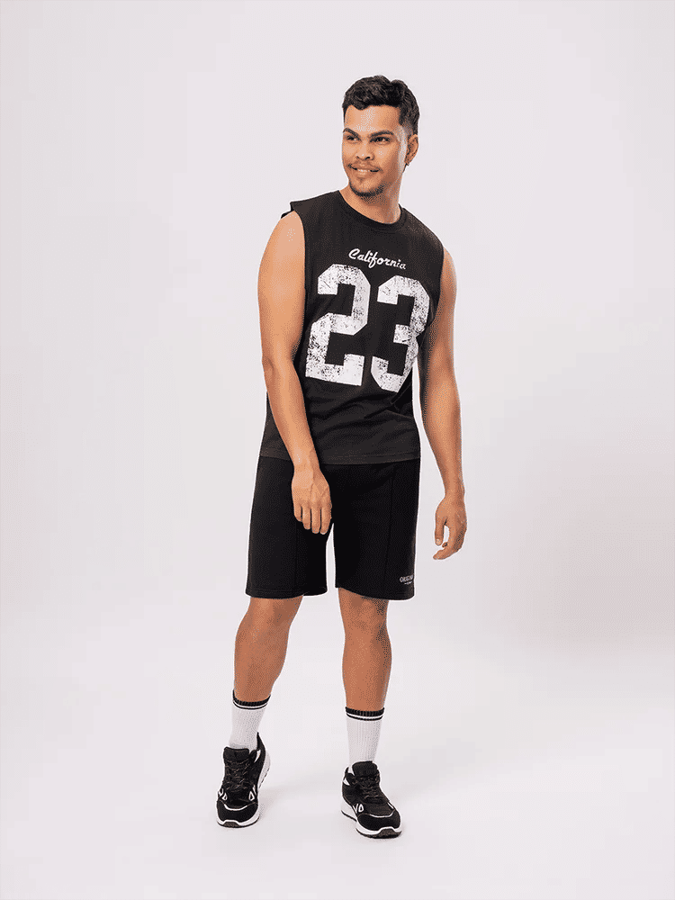 Black Graphic Print Muscle Vest (7)