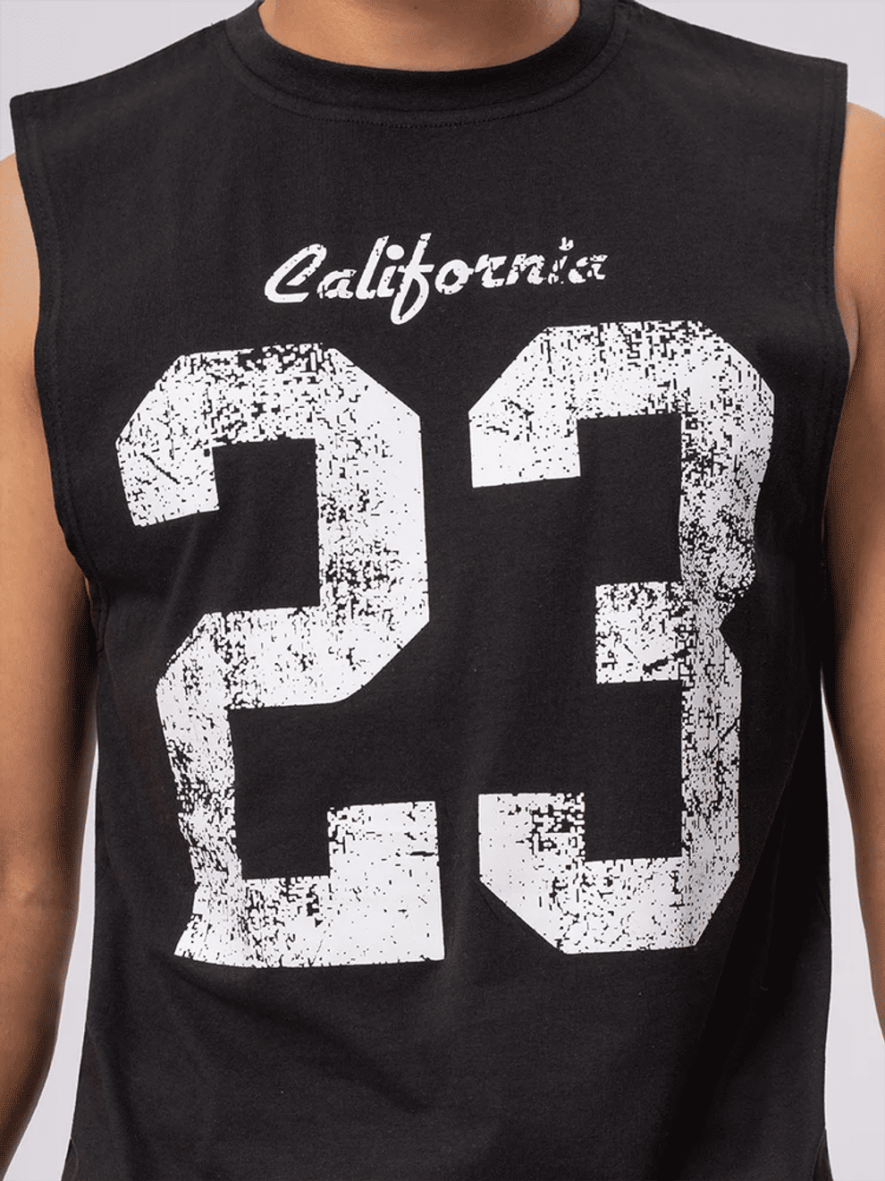 Black Graphic Print Muscle Vest (5)