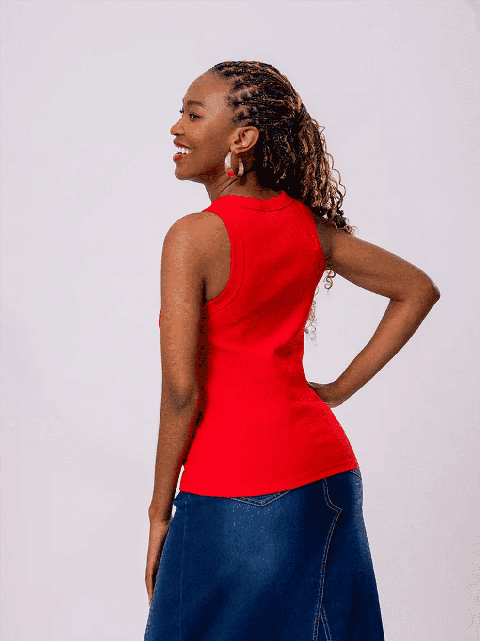 Ribbed Red Sleeveless Vest Top (2)