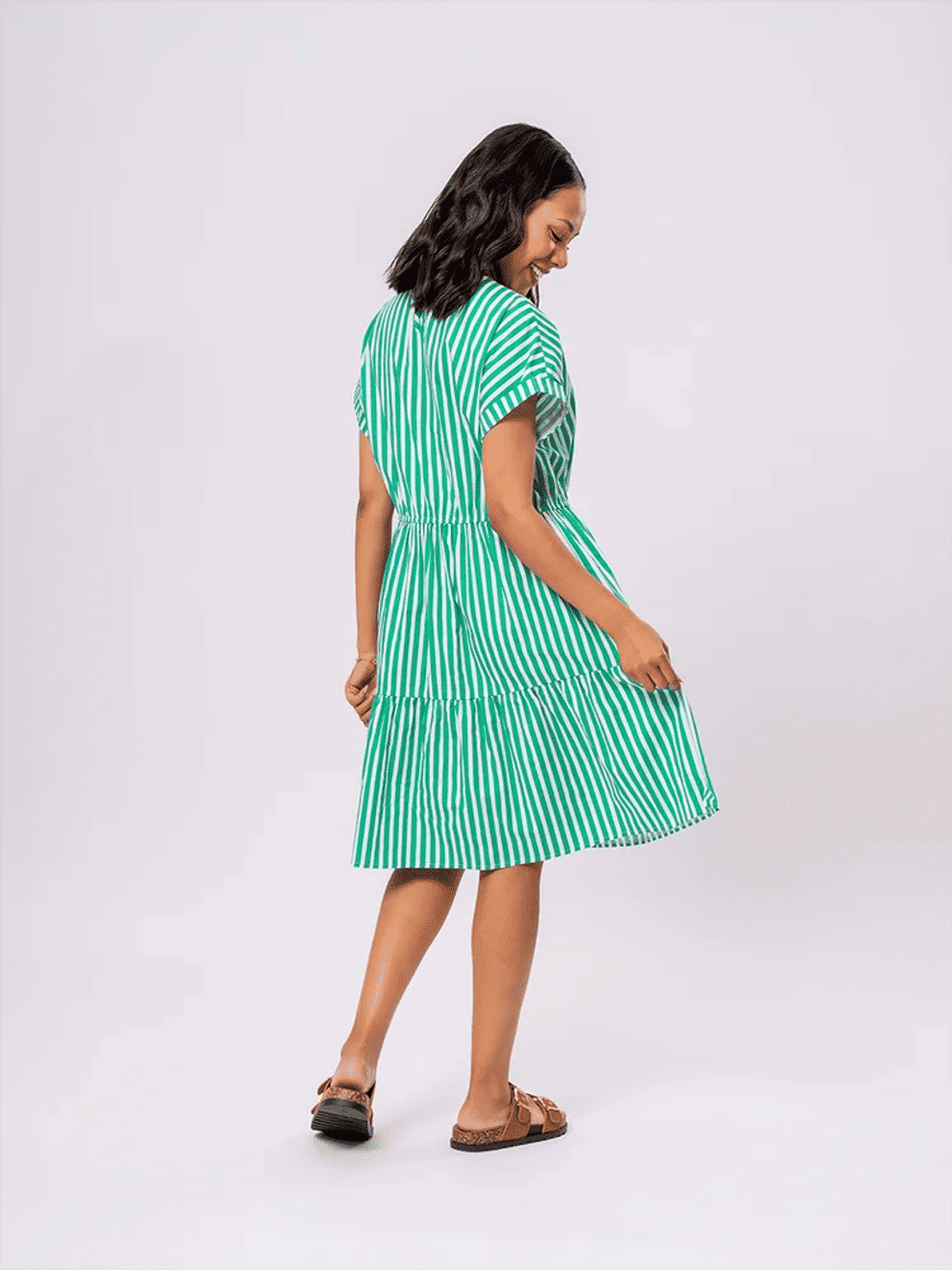 Green Striped Midi Dress (2)