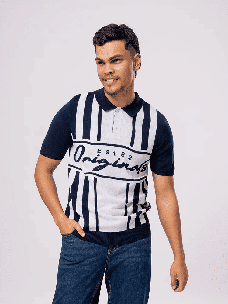 Striped Knit Golf Shirt