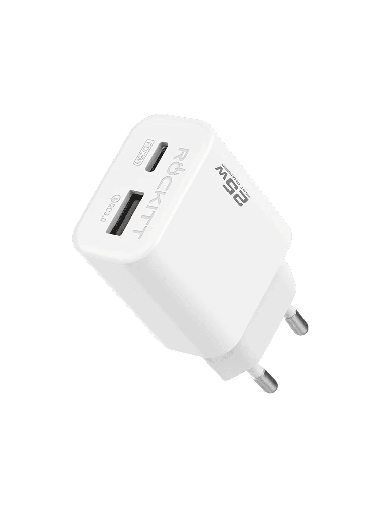 Rockitt Wall Charger A&C Ports 25W White