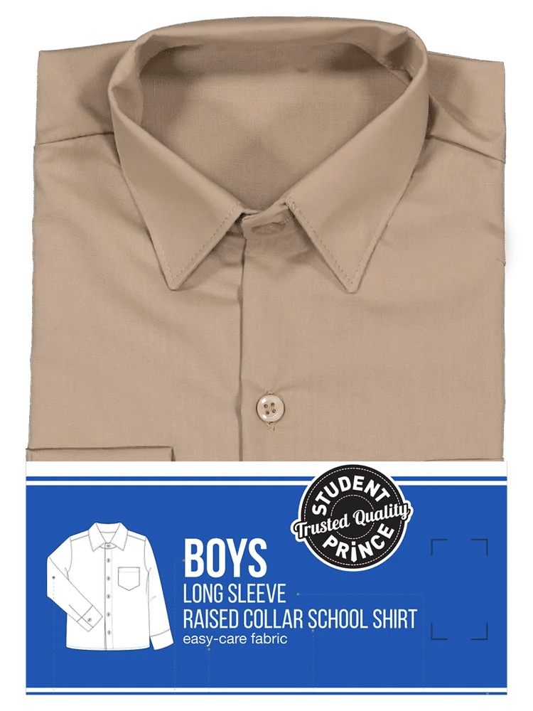Long Sleeve Khaki Primary Raised Collar Shirt
