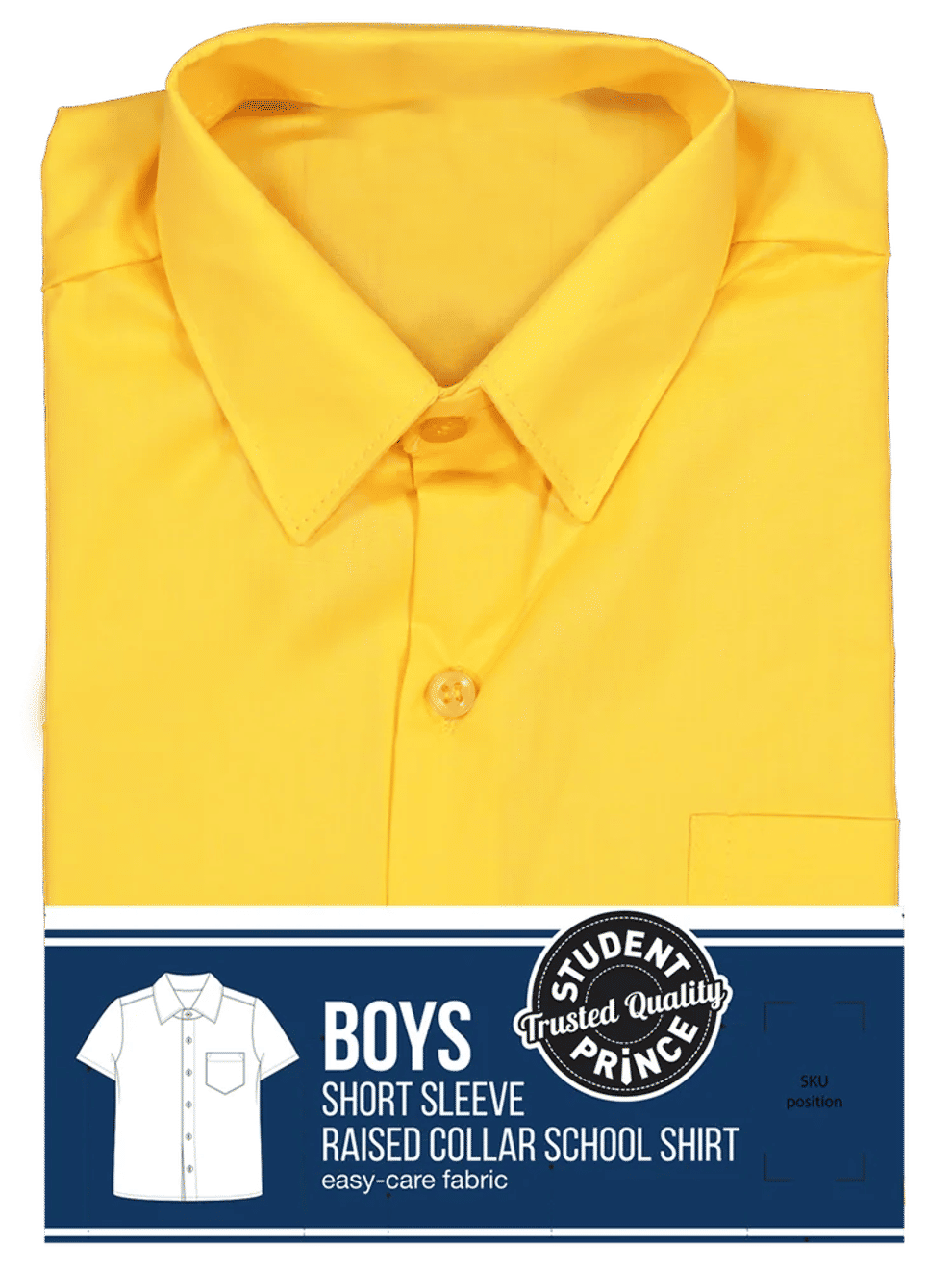 Yellow Short Sleeve Primary Raised Collar Shirt