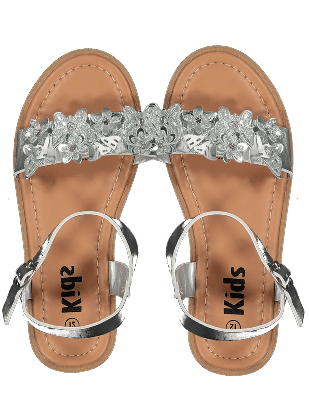 Silver Faux Leather Sandals