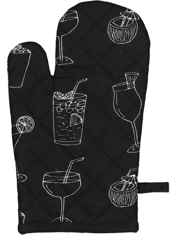 Black Printed Oven Gloves