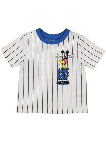 White Stripe Mickey Mouse T-Shirt