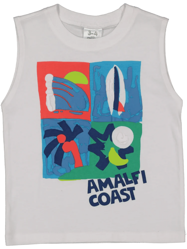 White Surfing Print Tank