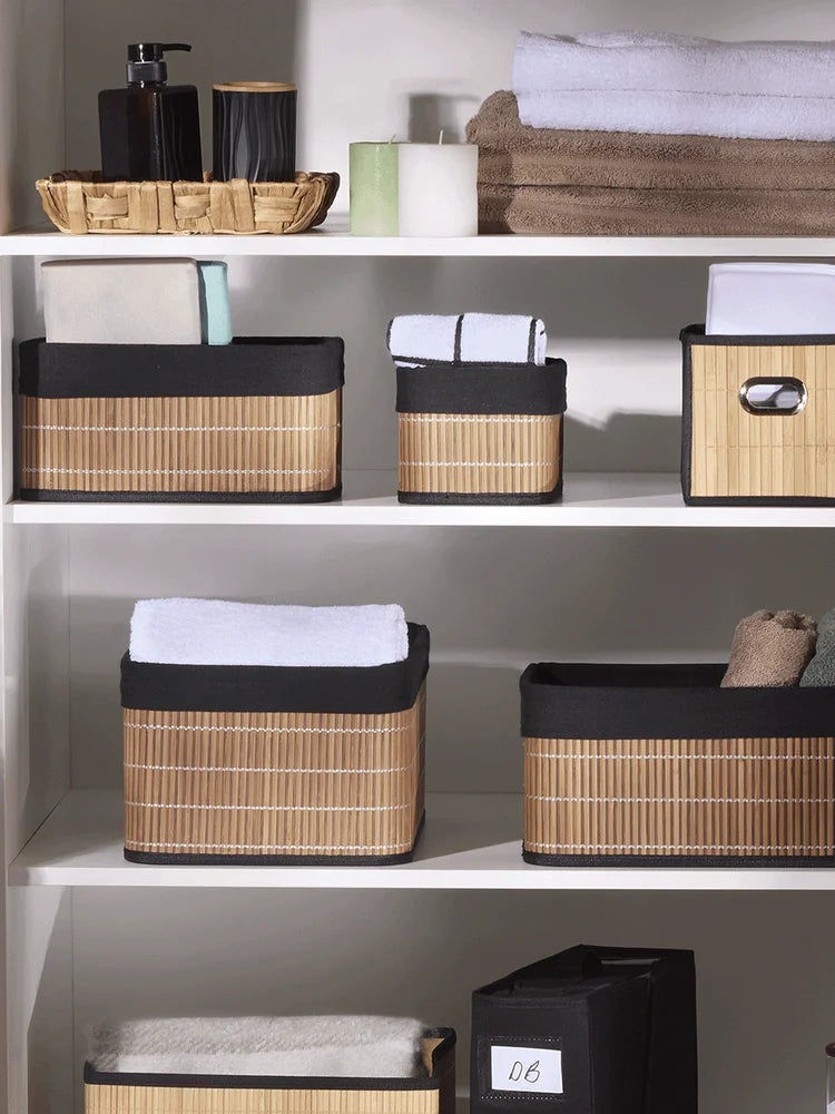 Medium Black Bamboo Storage Basket (1)