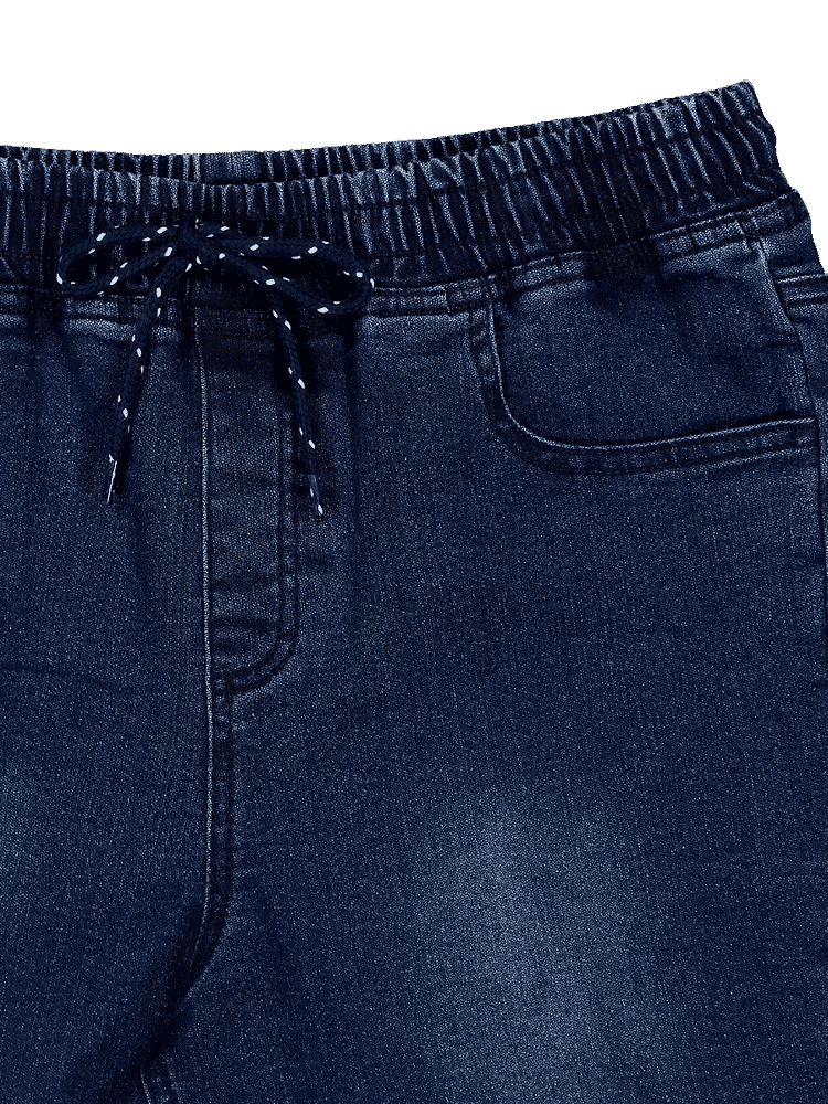 Dark Denim Elasticated Waist Shorts (3)