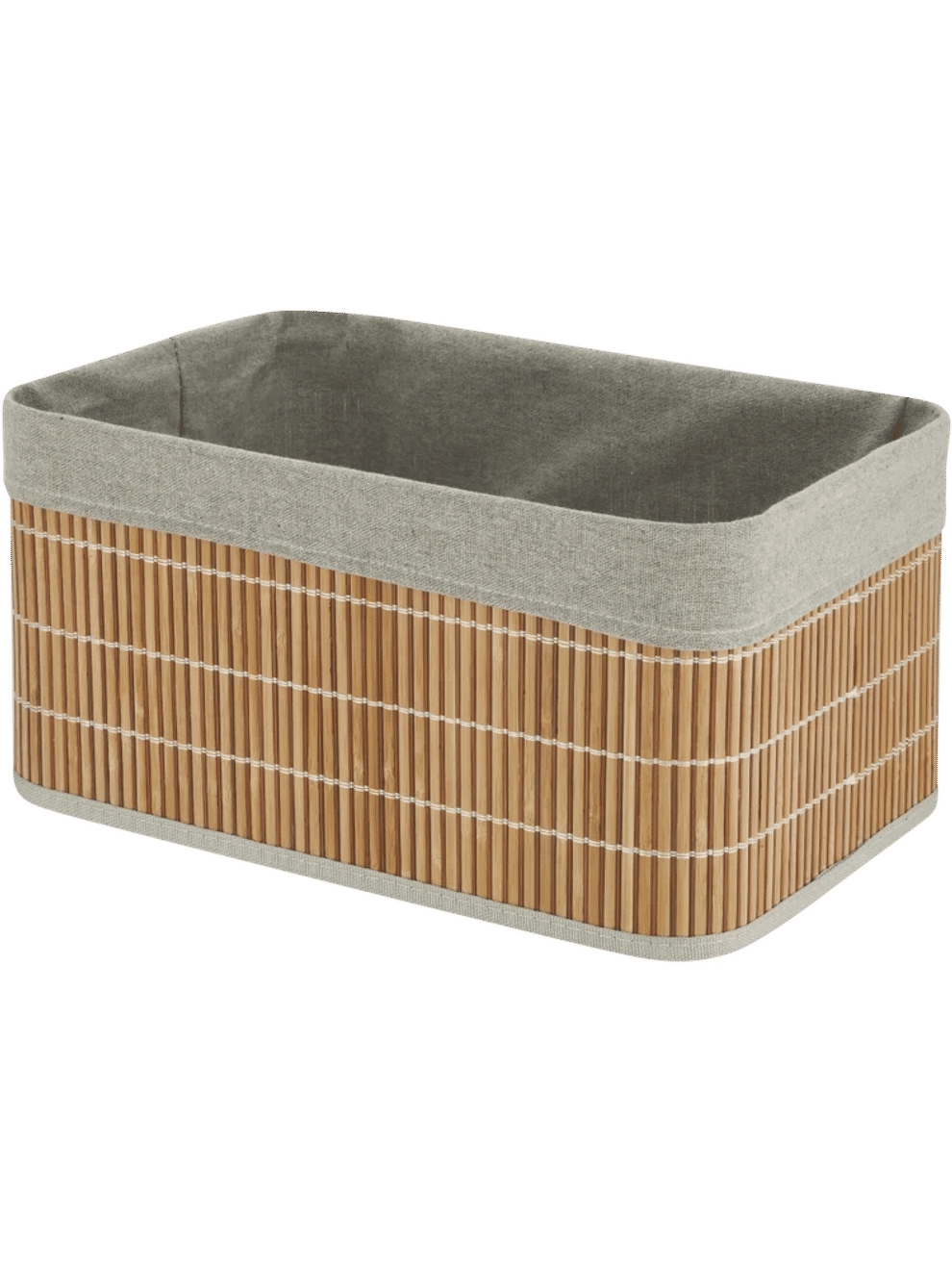 Natural Look Bamboo Storage Basket with Fabric Liner (1)