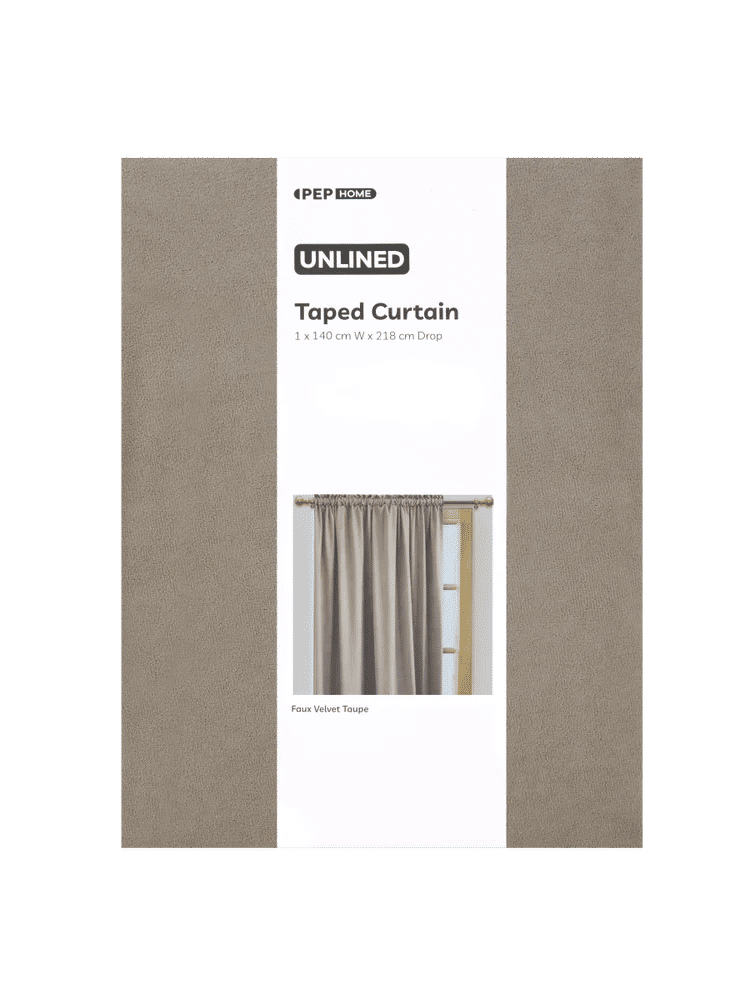 Taupe Unlined Taped Curtain (1)