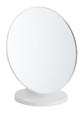 White Round Mirror On Stand