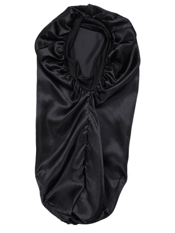 Longer Length Black Satin Sleep Cap