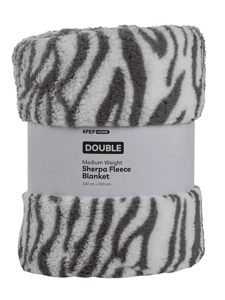 Teddy Animal Stripe Fleece Double Blanket