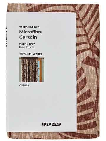 Natural Leaves Unlined Printed Curtain 140x218cm