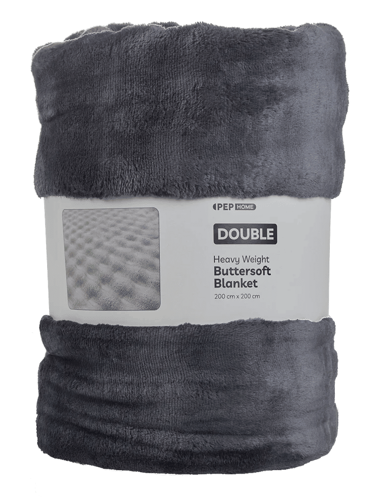 Double Buttersoft Grey Blanket 200x200cm
