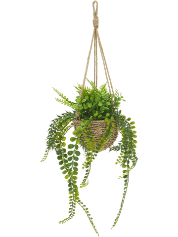 Artificial Fan Hanging Potted Plant