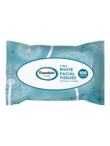 Essentials Care 2 Ply White Facial Tissues 100