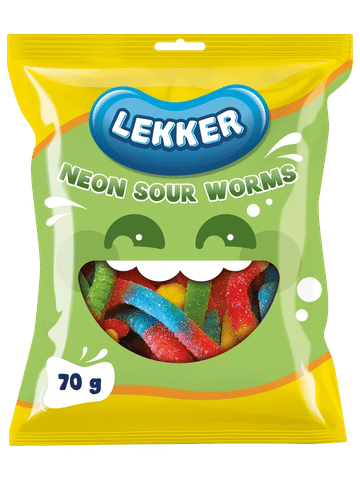 Lekker Sour Worms 70g Sweets