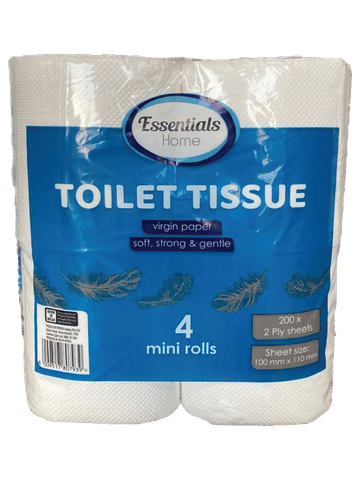 Essentials Home Toilet Paper 4 Pack Mini