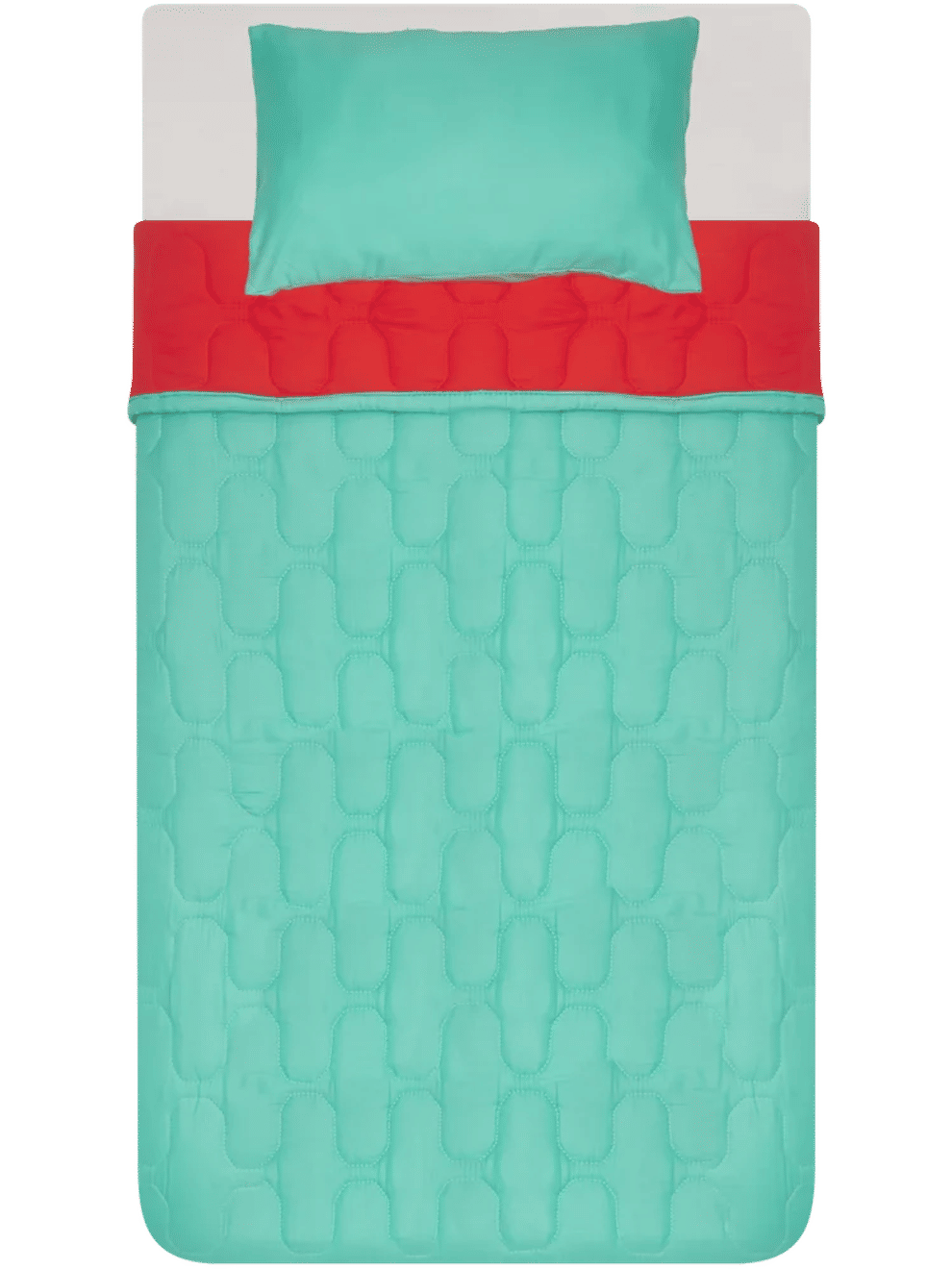 Single Bed 3 Quarter Green And Orange Comforter
