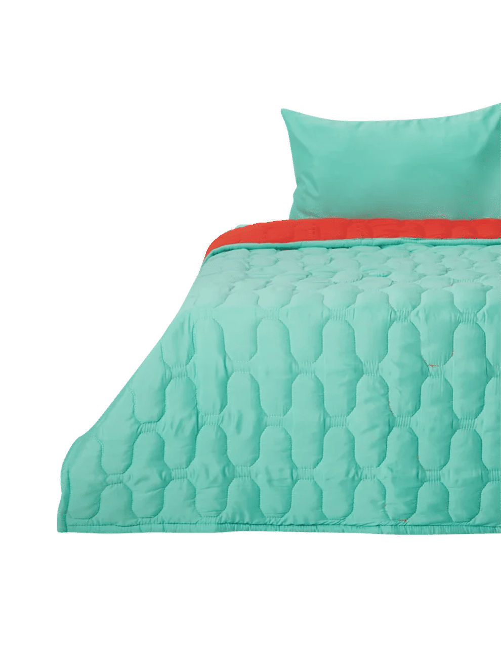 Single Bed 3 Quarter Green And Orange Comforter (1)