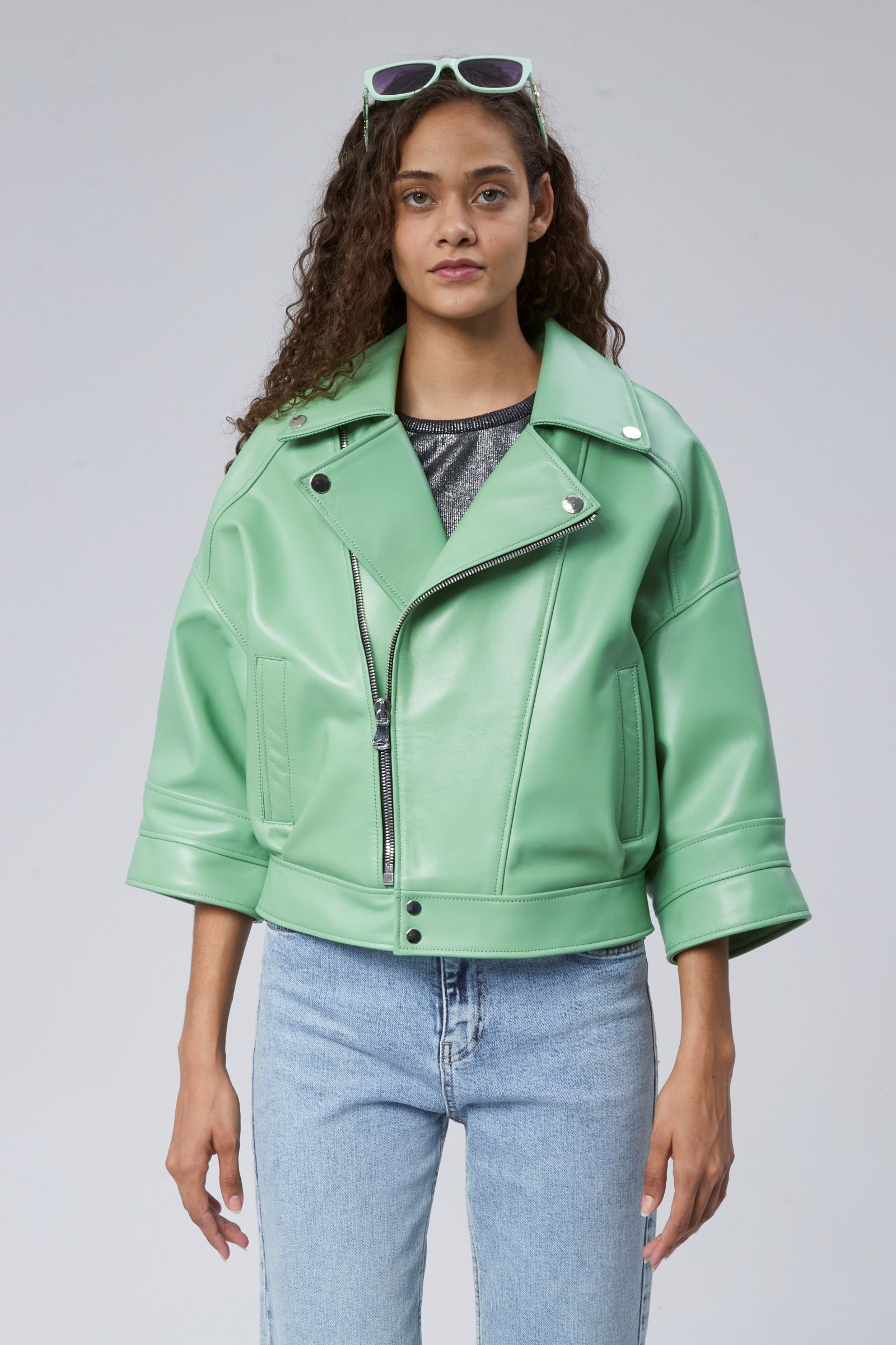 Oversize Deri Biker Ceket - 2