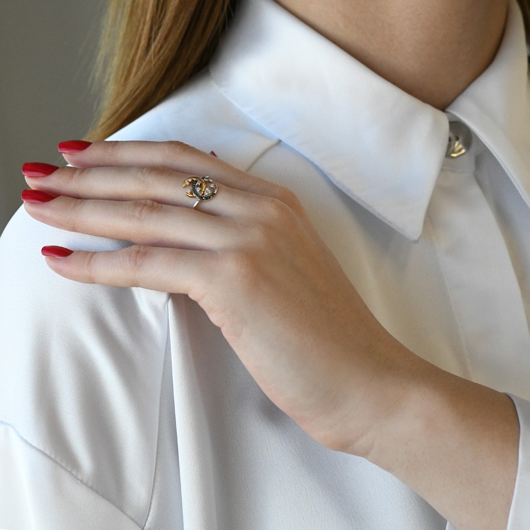 inel din aur alb de 18K cu Diamante naturale  2