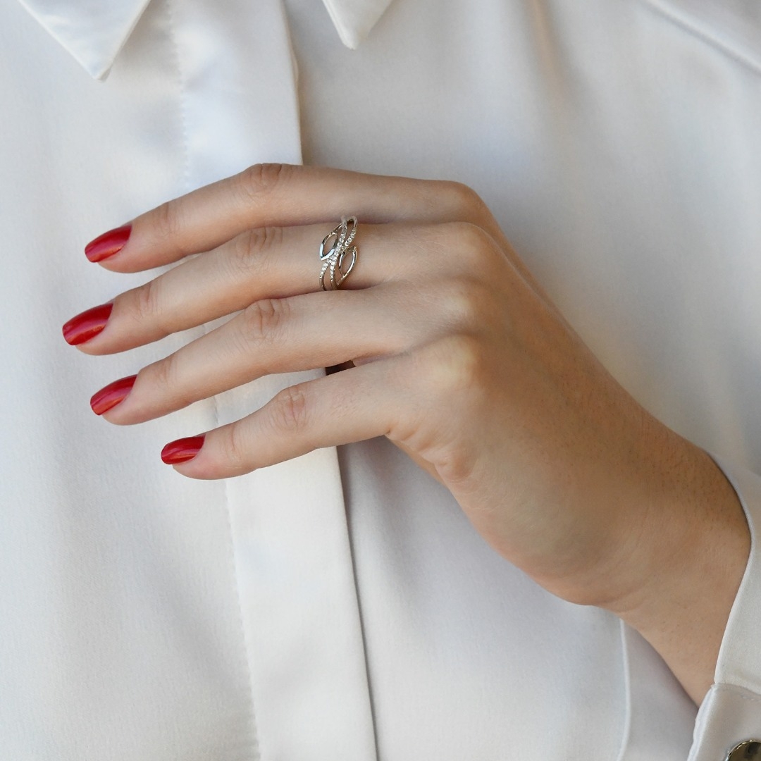 inel din aur alb de 18K cu Diamante naturale  2