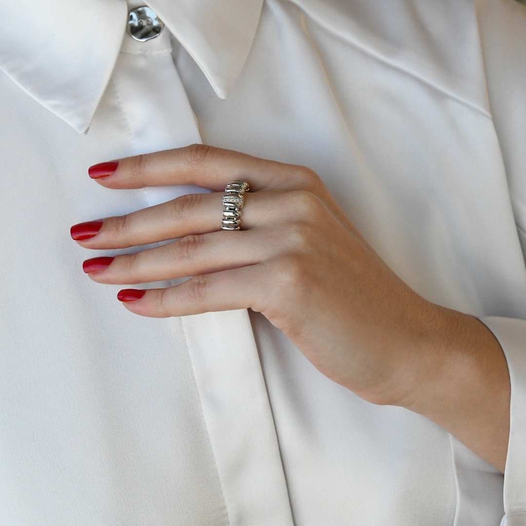 inel din aur alb de 18K cu Diamante naturale  2