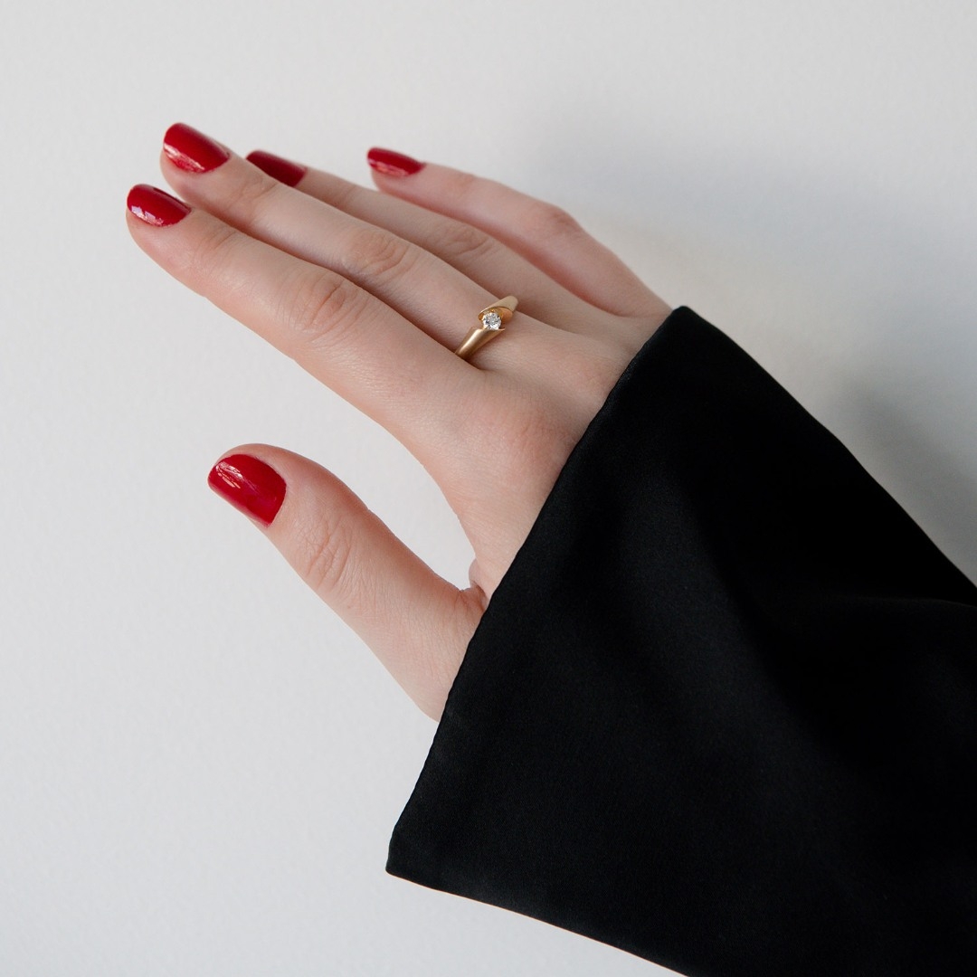 inel din aur galben de 18K cu Diamant natural  2