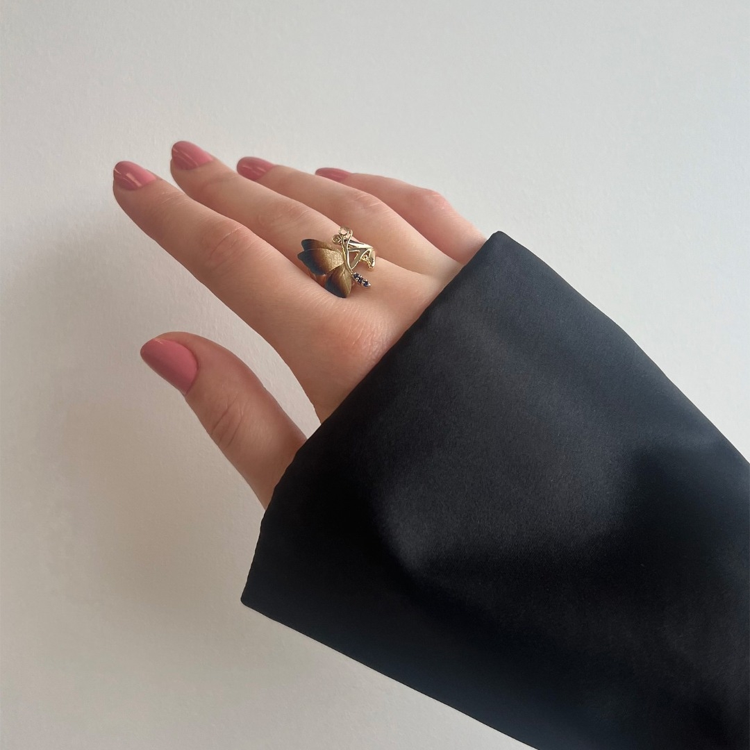 inel din aur galben de 14K cu Safire Fancy  2